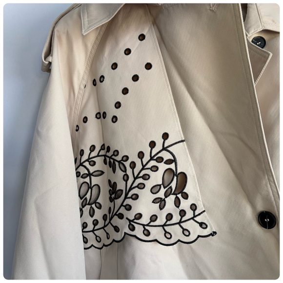 NWT Anthropologie Color: Eyelet Decor  Crop Trench Coat Jacket, size 1X - Picture 11 of 14